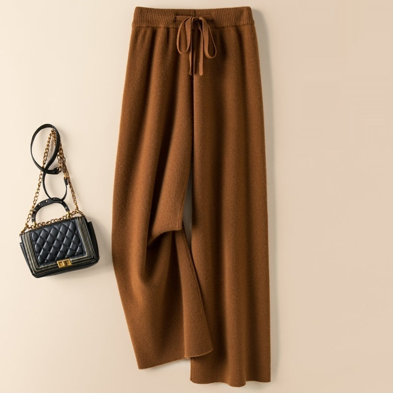 Thick Wool Wide Leg High Waist Drooping Mop Pants