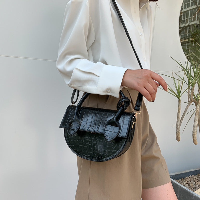 All-match texture one-shoulder portable saddle bag
