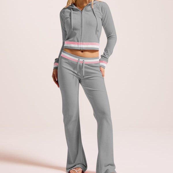 Silver Fox Fleece Hooded Cardigan Two-Piece Set