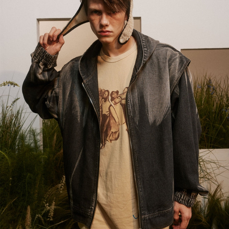Hooded Washed Do The Old Cowboy Coat For Women Men Spring And Autumn