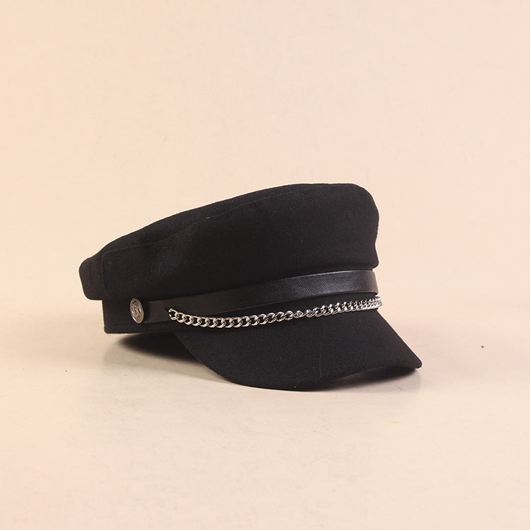 Women's Fashion Simple Tweed Flat Top Hat