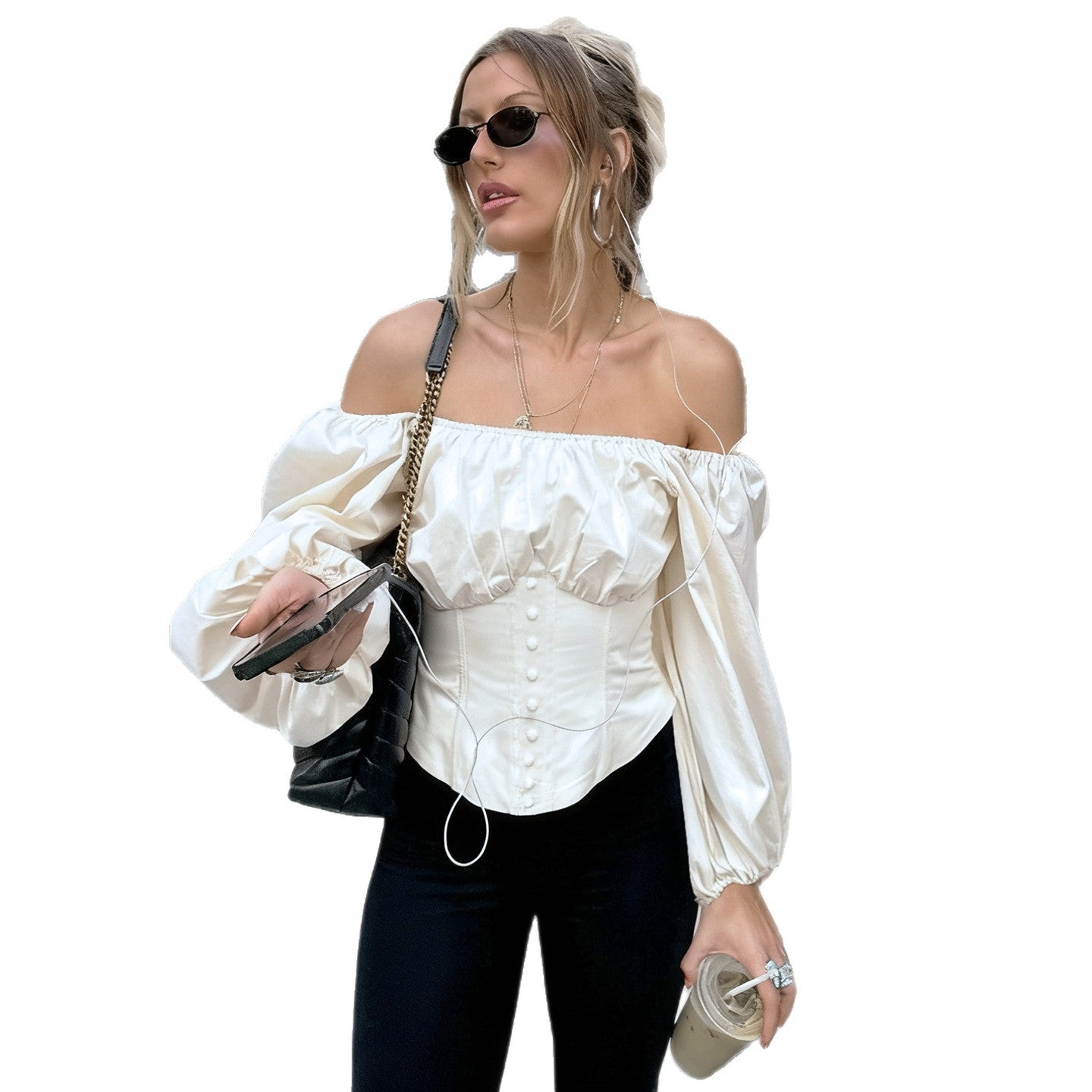 Niche Chic Waist Trimming Lace Up Solid Color Top