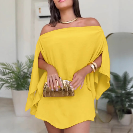 One-shoulder Design With Slit Sleeves Versatile For Commuting And Leisure