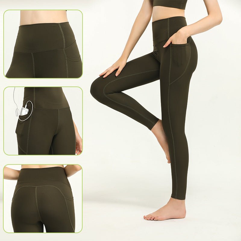 Women's Side Pocket Abdominal High Waist Hip Lift Yoga Pants