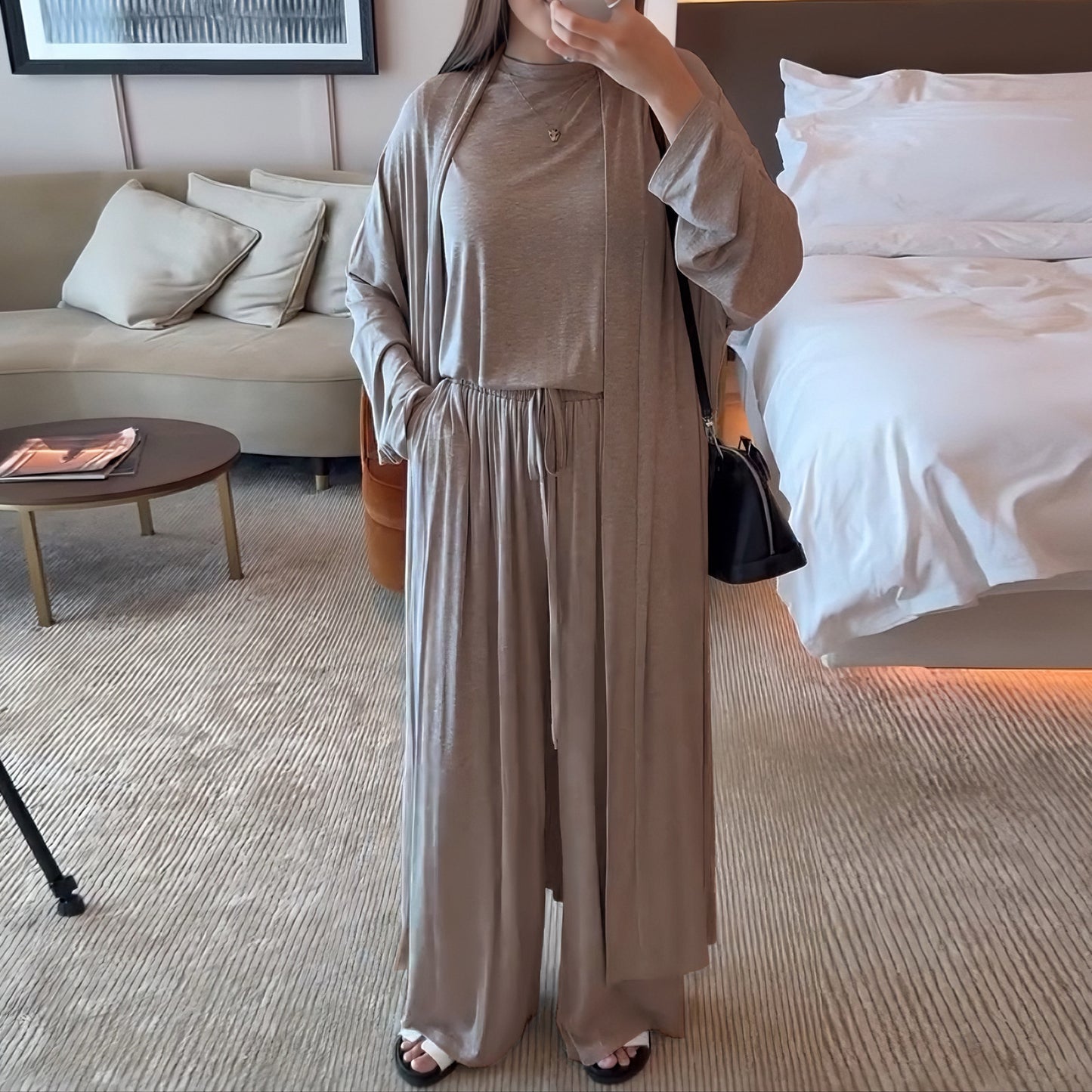 Women's Solid Color Casual Three-Piece Set