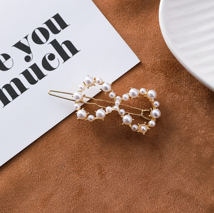 Japan and South Korea simple love circle a word clip five-pointed star triangle geometry pearl hairpin bangs clip