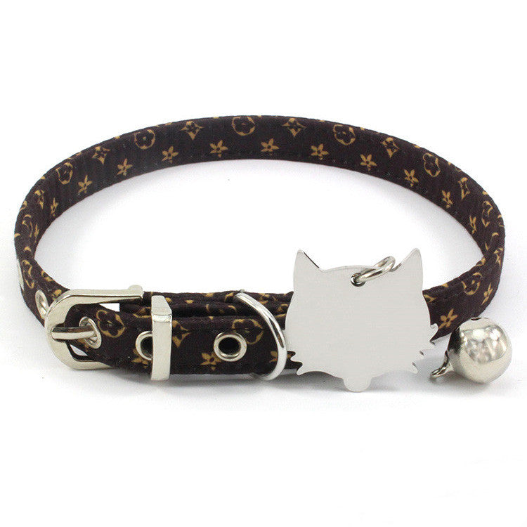 Double-sided Laser Engraving Pet Collar Copper Bell Cat Neck Rope