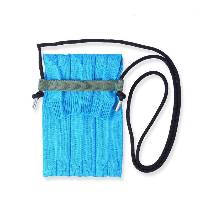 Pleated Organ Woven Mobile Phone Bag Shoulder Messenger Mini Casual Change Solid Color