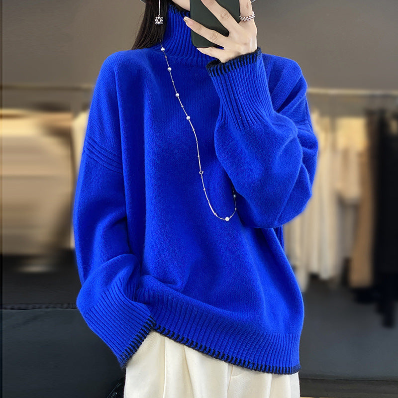 Loose And Idle Thickened Knitting High Collar Woolen Sweater