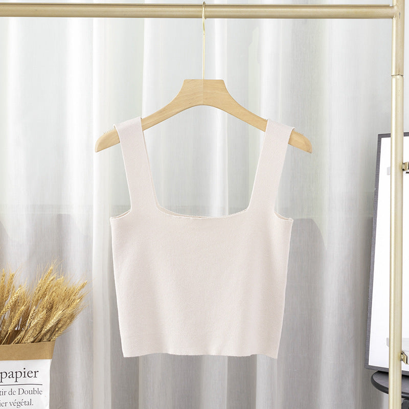 Short Square-neck Knitted Innerwear Camisole Vest