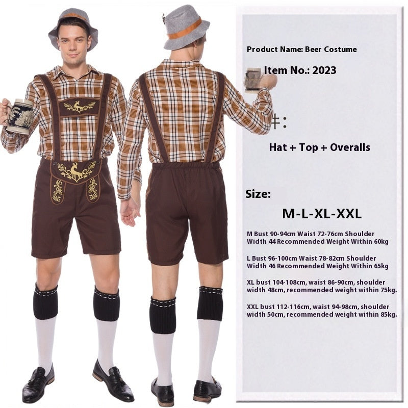 Germany Munich Beer Festival Clothing Plaid Overalls Suit