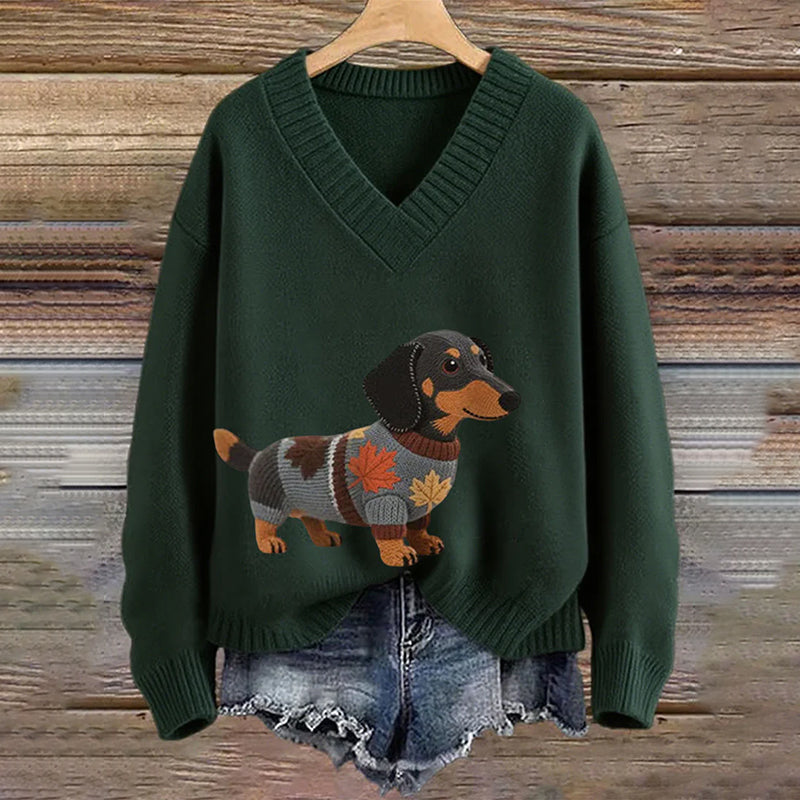 Womens Printed Crew-Neck Faux Sweater Top