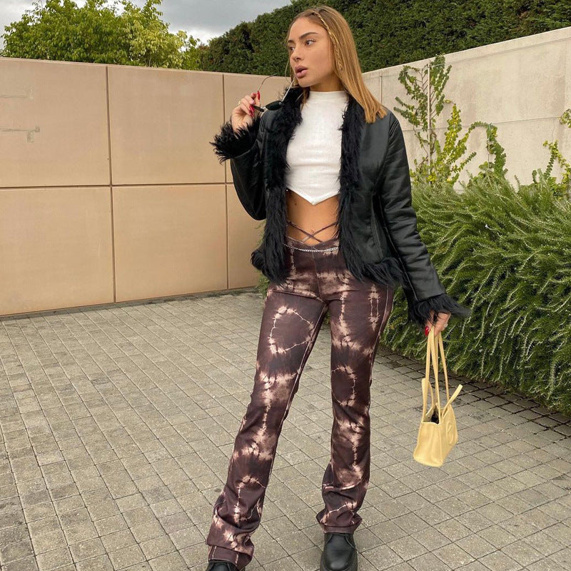 Explosive New Camouflage Print Lace-up Slim Casual Pants