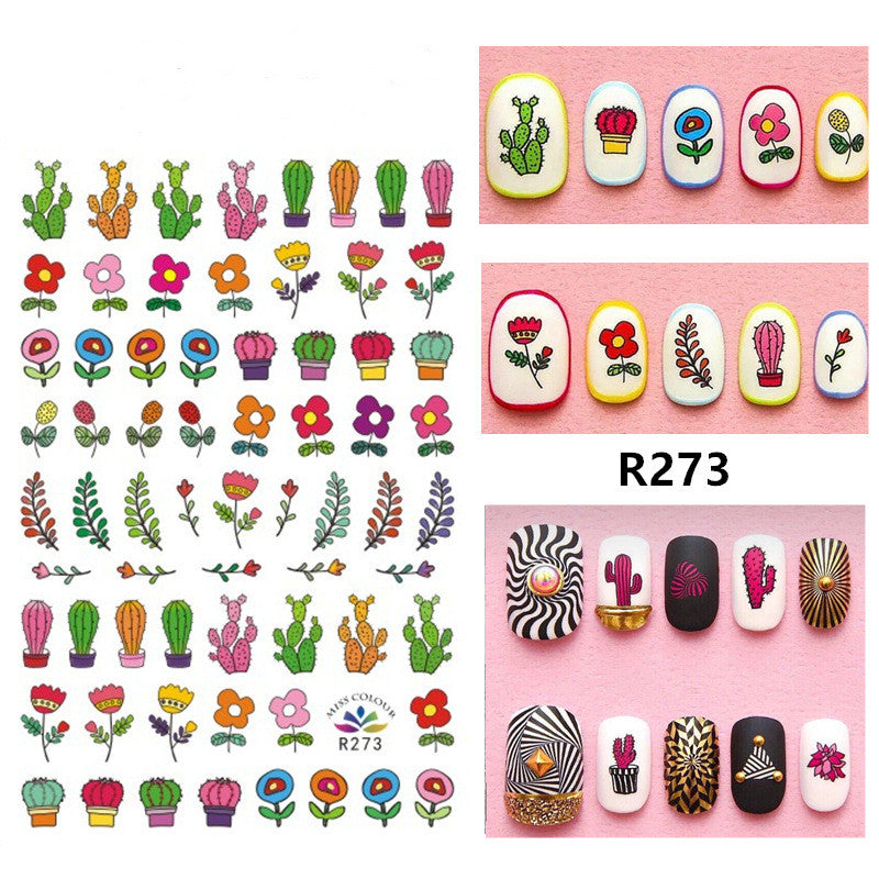 Green Leaf Nail Sticker Cactus Green Polka Dot Leopard Nail Sticker
