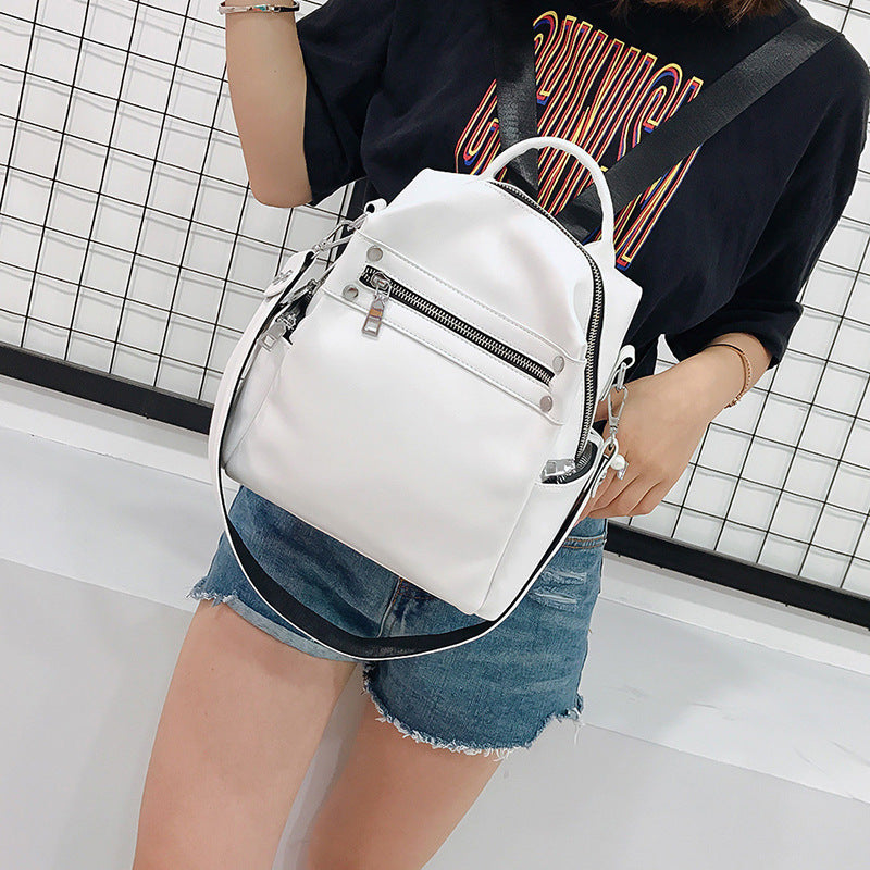 Fashion All-match Soft Leather Personalized School Bag