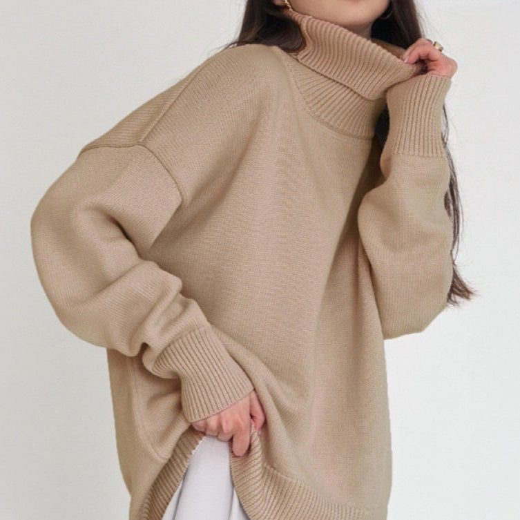 Solid-color Turtleneck Sweater For Women European And American Style
