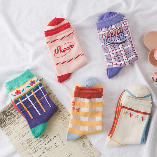 New Women's Socks Pure Cotton Creative Personality Tube Socks