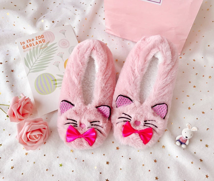 Bag with cartoon cotton slippers