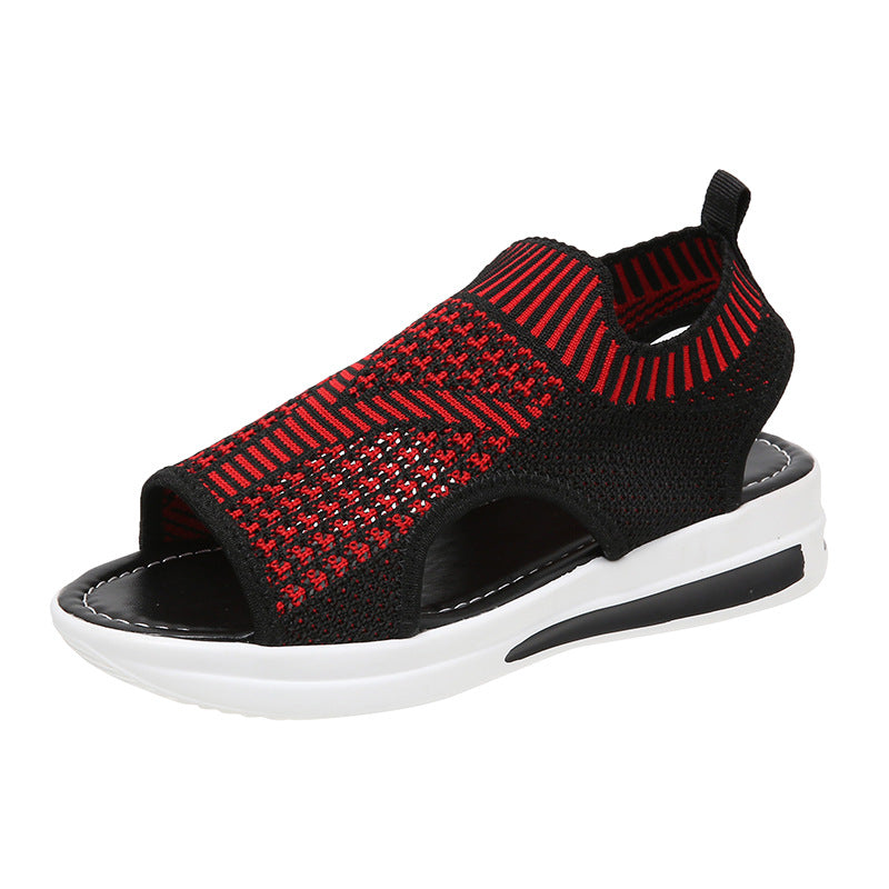 Blue Casual Plus Size Flyknit Sandals