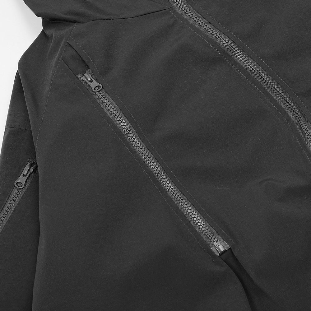 Heavy Coat With Irregular Zip Pockets