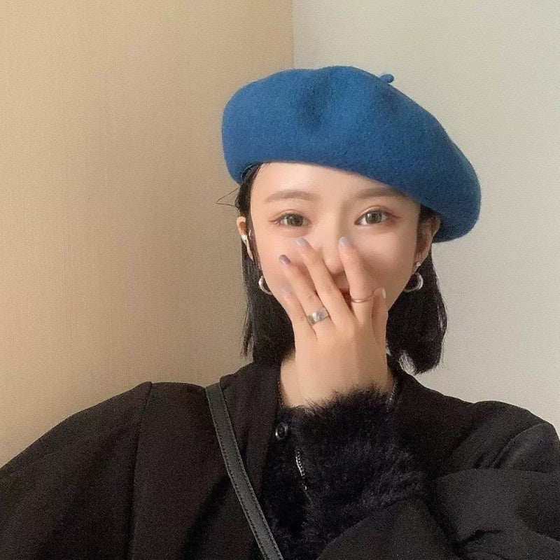 Uld Beret Piger Japansk Stil Kunstnerisk Vintage Malermunkehue
