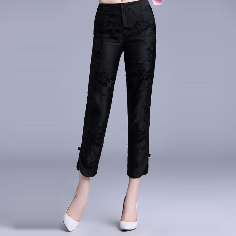 The New Embroidery Casual Slimming Nine-point Pants Trend
