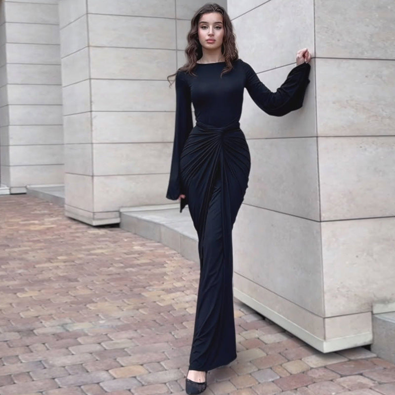 New Stylish Elegant Pleated Waist-cinching Dress