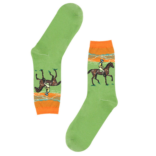 European And American Retro Abstract Art Van Gogh Oil Painting Socks