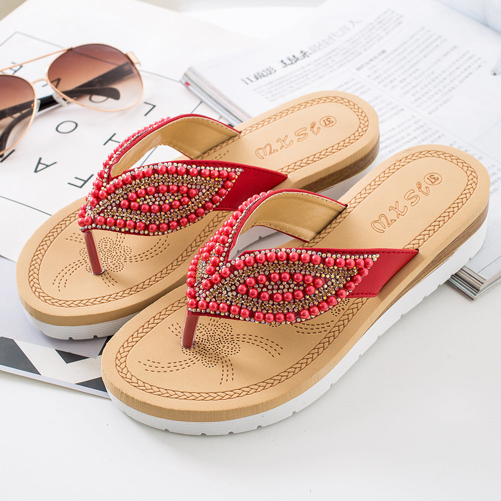 Plus Size Pearl Leaf Accessories Sandals