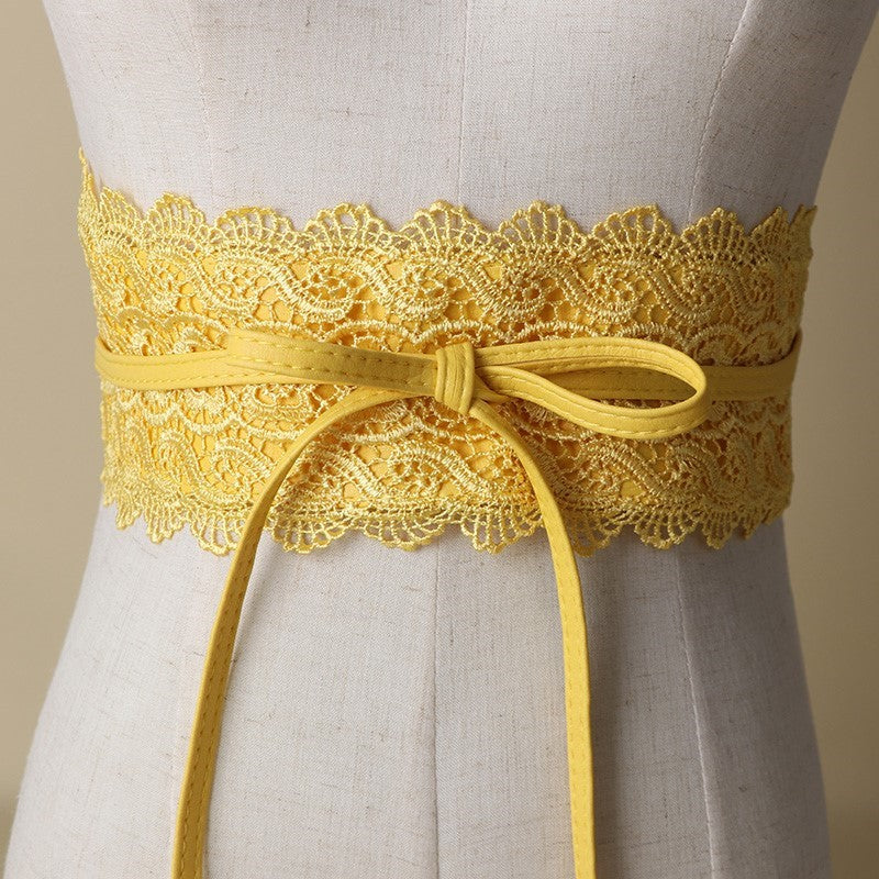 Lace Belt Dress Wide Waist Seal Black Women's Belt Belt Wide Lace Tassel Chiffon Shirt Decoration One-suit Skirt