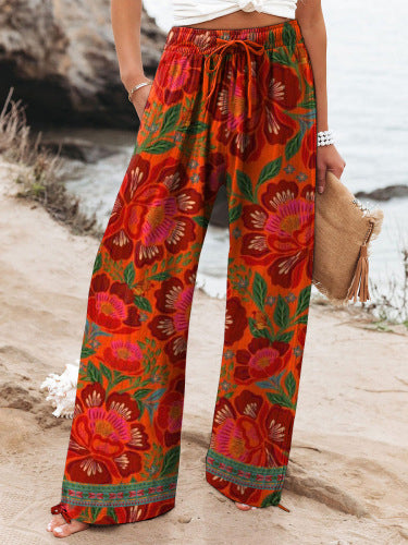 Hot Selling Wide Leg Colorful Graffiti Women's Casual Pants