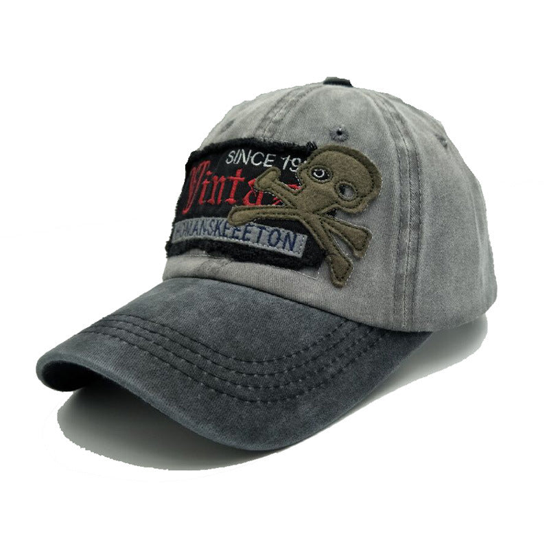 Embroidered Letter Skull Baseball Cap