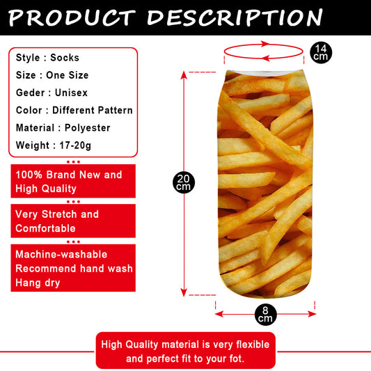 Hamburger fries series 3D printing socks