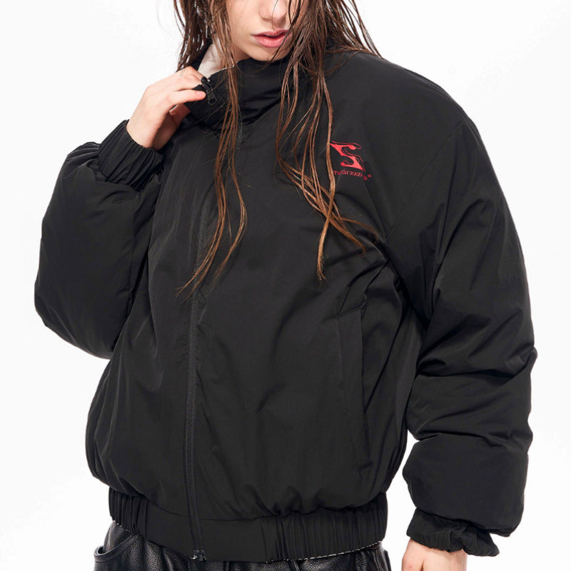 Mens Padded Quilted Puffer Jacket With A Printed Design