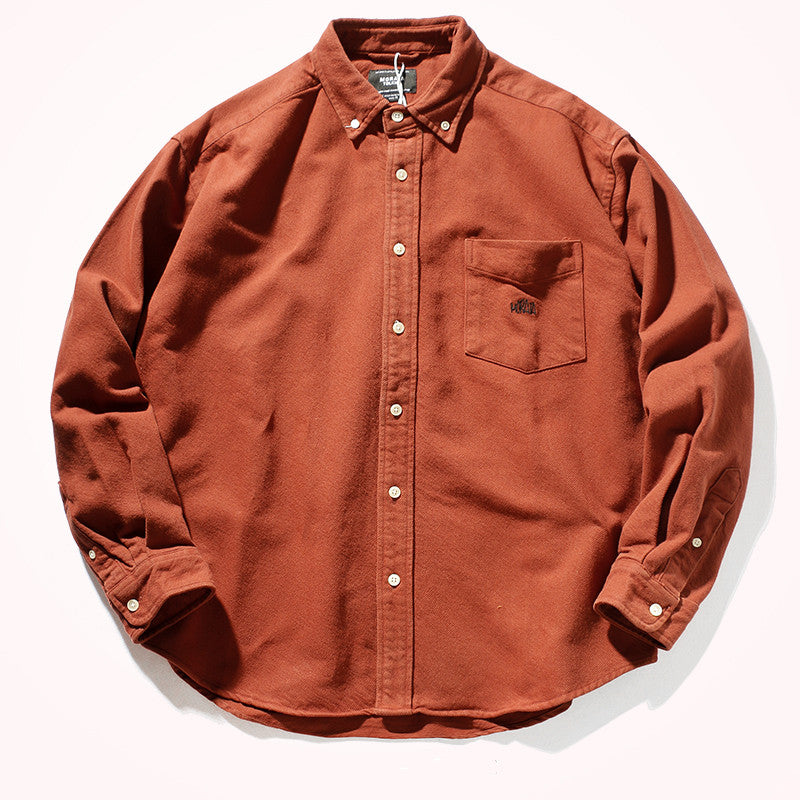 Loose Shirt Men's Trend Thickening Heavy Retro Pocket