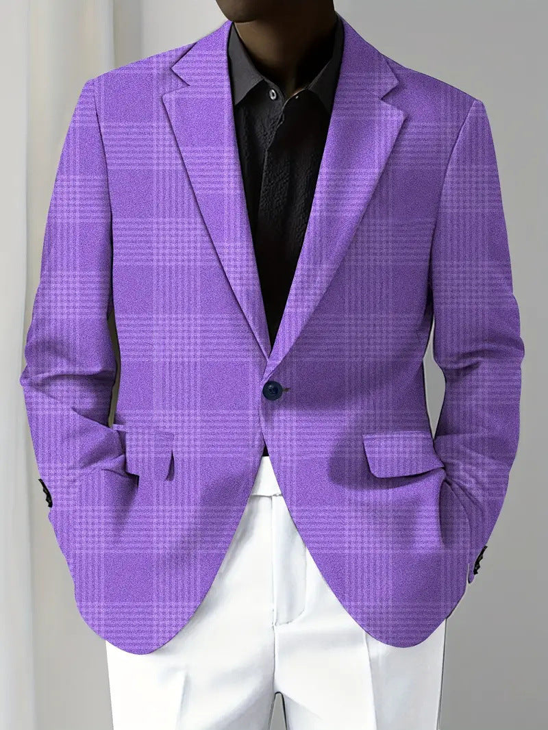 Men's Digital Print Long Sleeve Suit Jacket