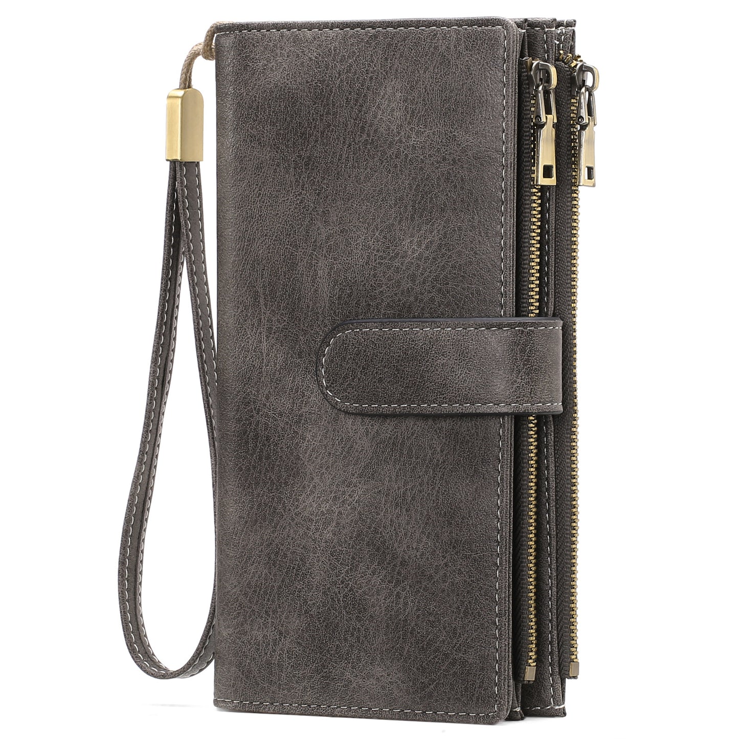 Womens Long Wallet Multi-functional Vintage Tri-fold Purse