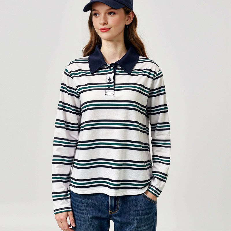 Striped Long Sleeve Retro Pullover Women