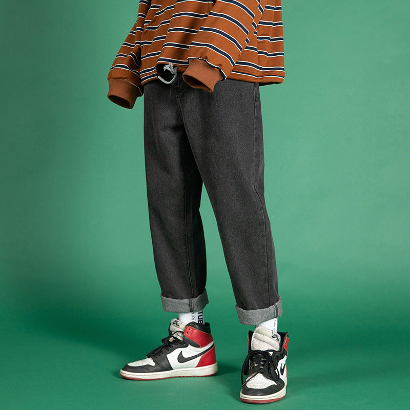 Fat-fit straight trousers