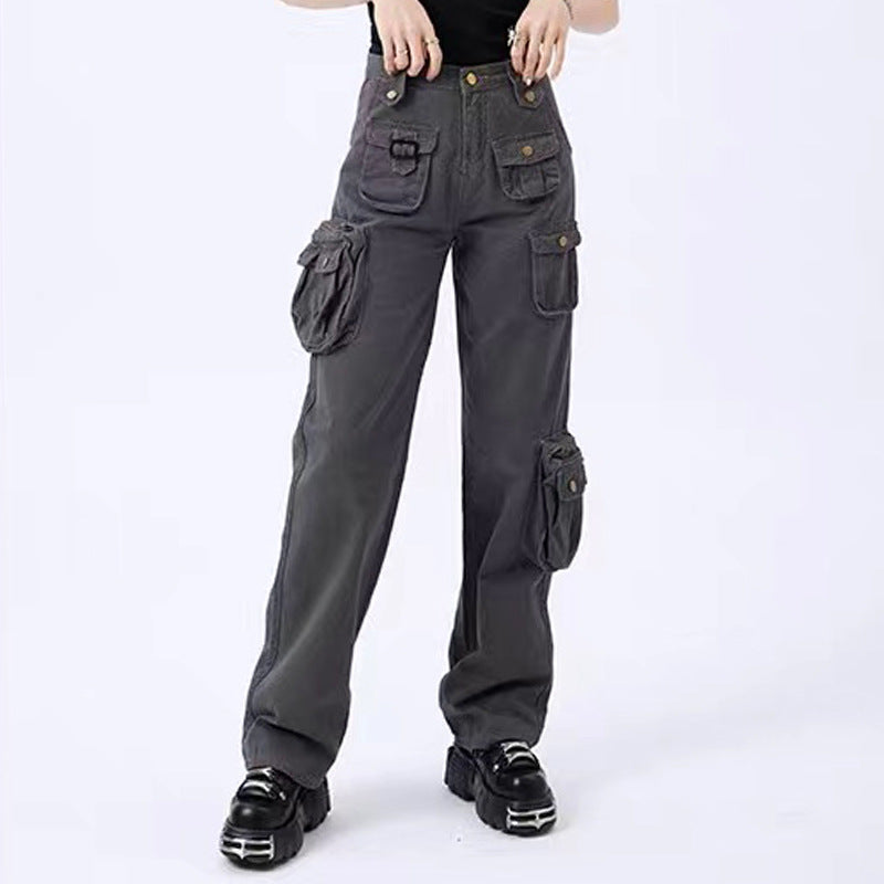 West Coast Spicy Girls Multi Pocket High Waist Military Wide Leg Pants