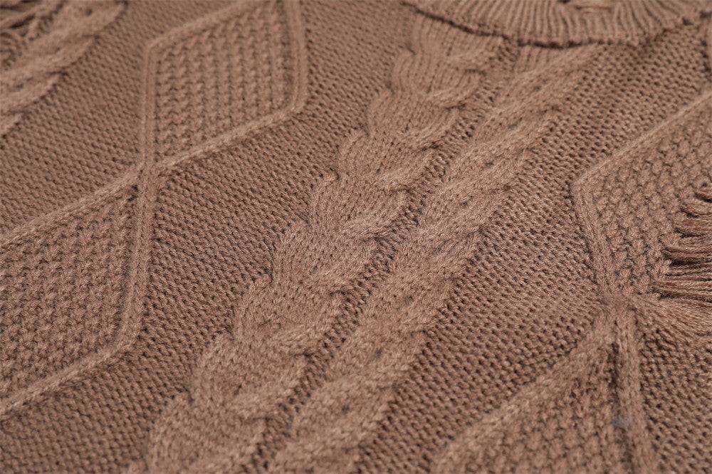 Idle Style Ripped Twist Round Neck Knitted Sweater
