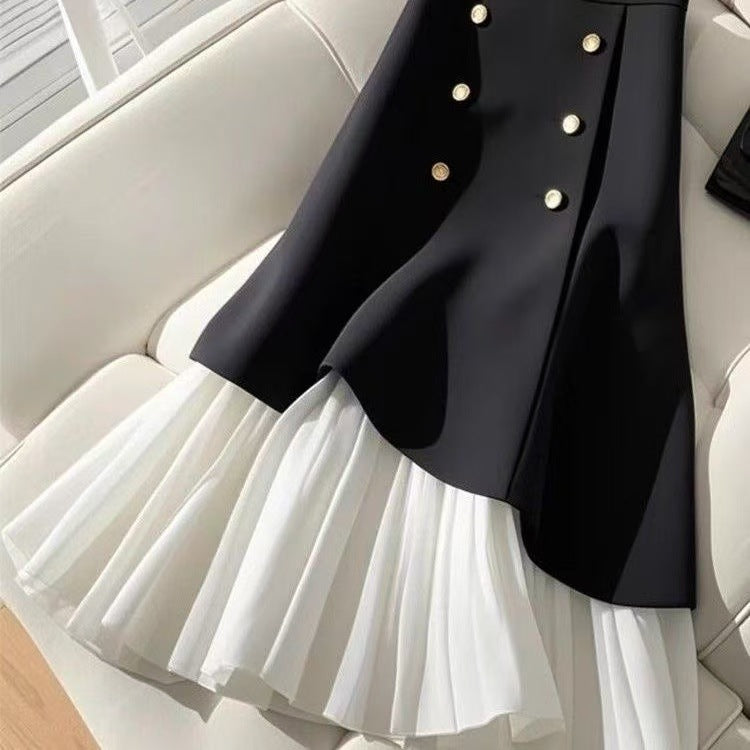 Irregular Splicing Half Skirt With Buttons