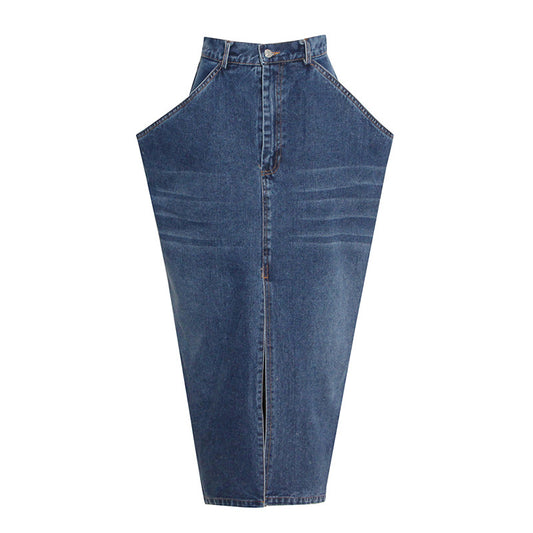 Women's Irregular Washed Denim Skirt
