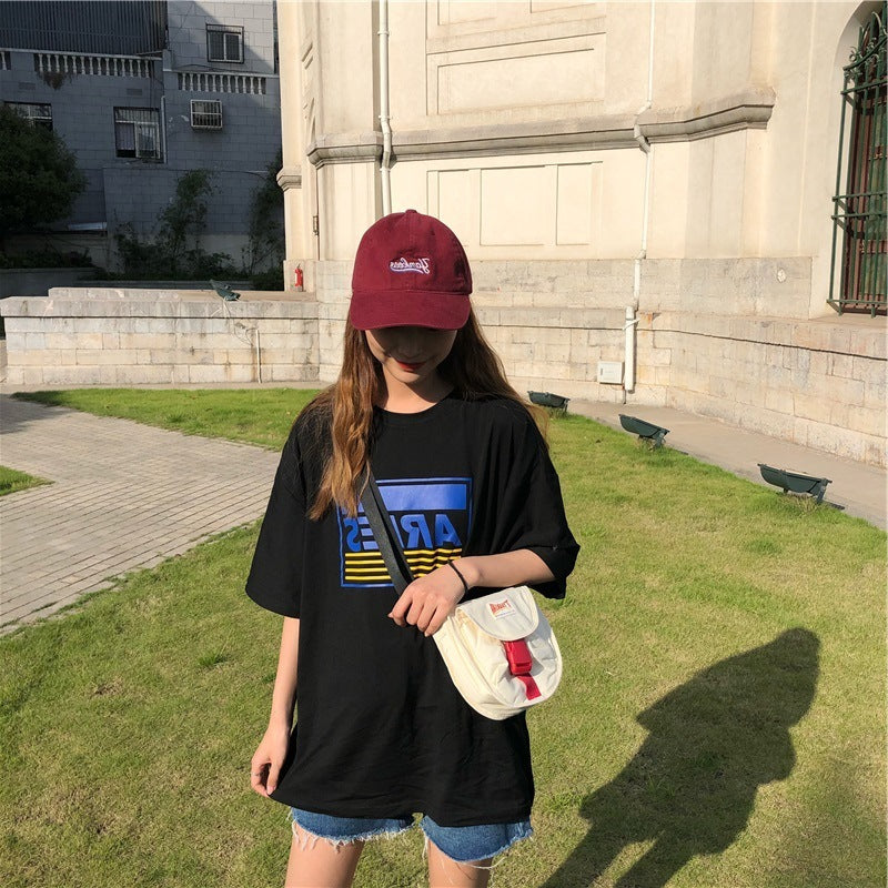 Loose Letter Print Short-sleeve T-shirt