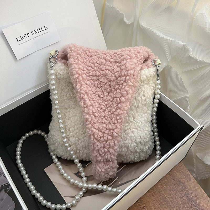 Hat Lamb Cashmere Color Matching Small Square Bag