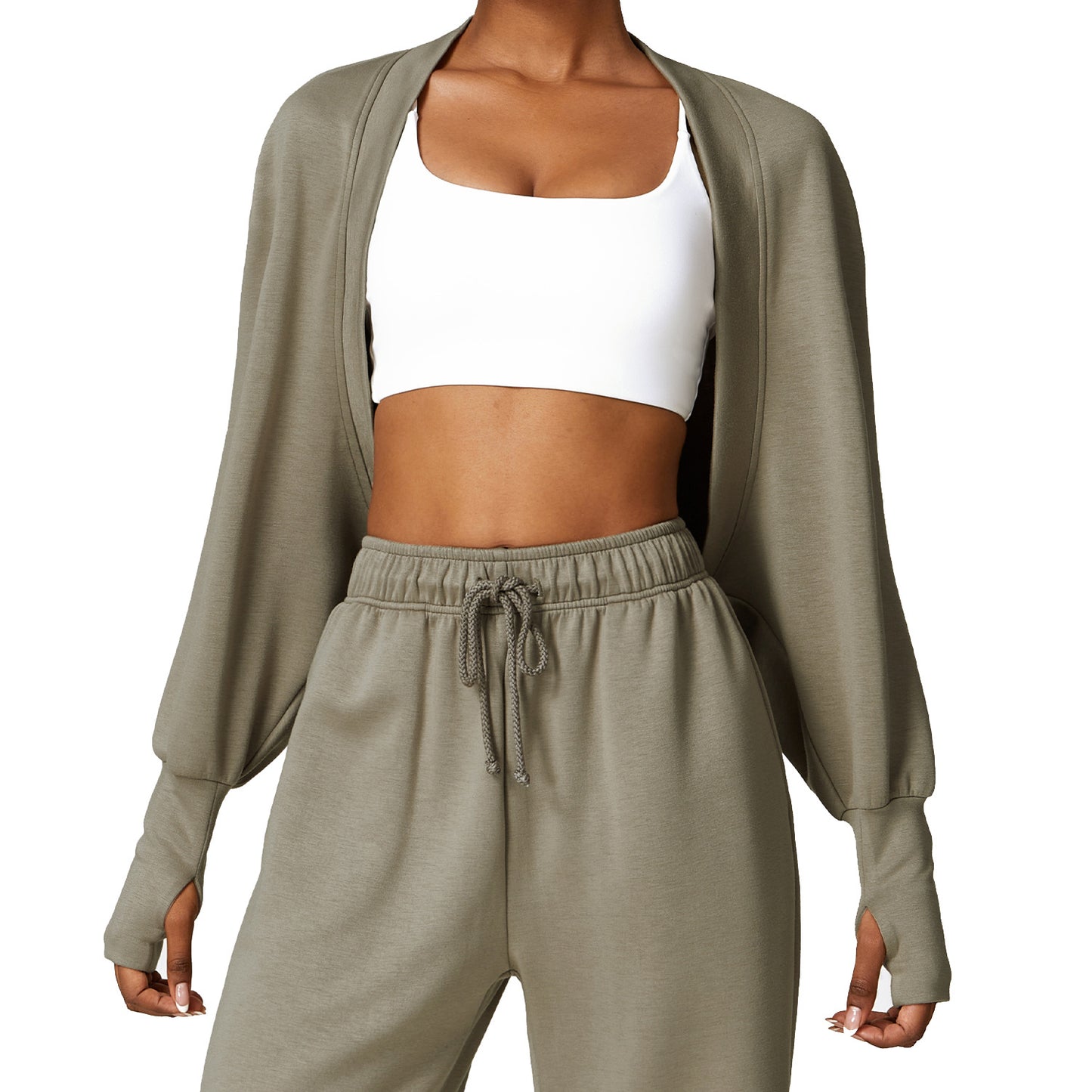 Knitted Cardigan Batwing Sleeve Sports Jacket