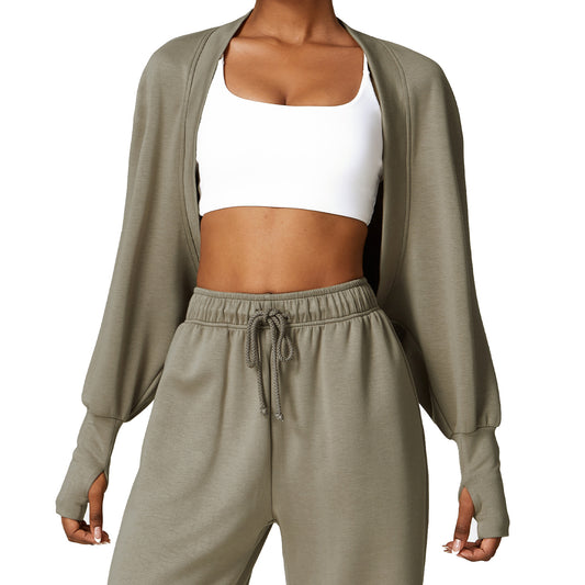 Knitted Cardigan Batwing Sleeve Sports Jacket
