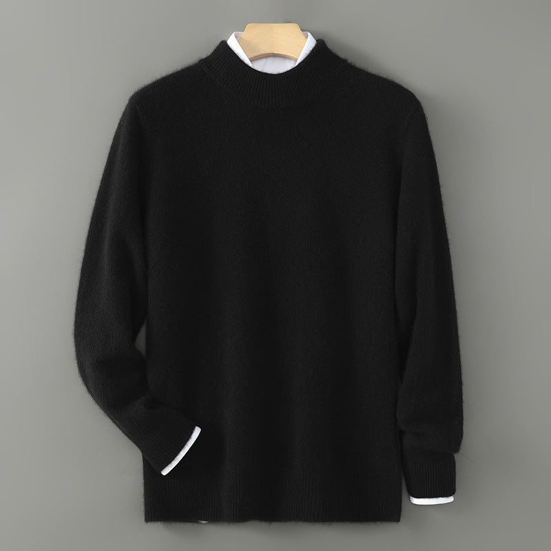 Half Wool Batwing Knit Sweater Solid Color Casual Base Shirt