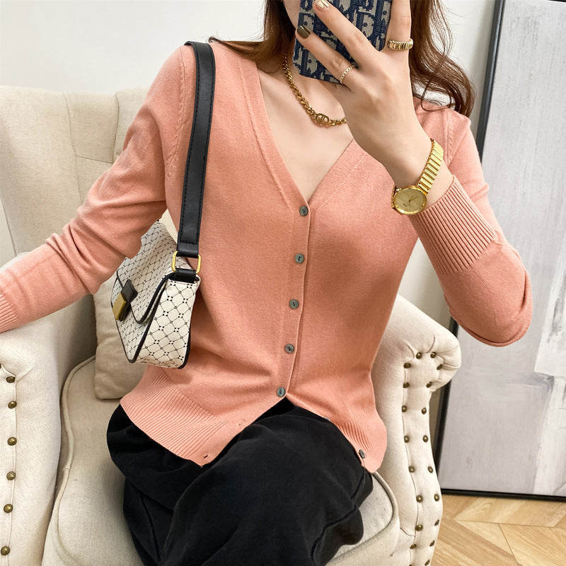 Cardigan V-neck Sweater Loose Bottoming Sweater