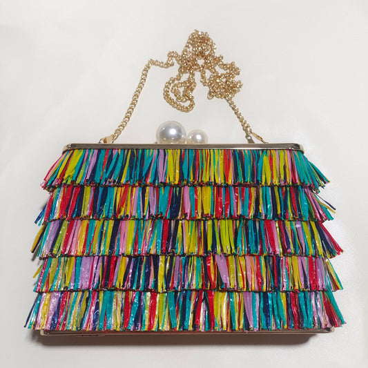Women's Fashion Seven Color Tassel Dinner Bag